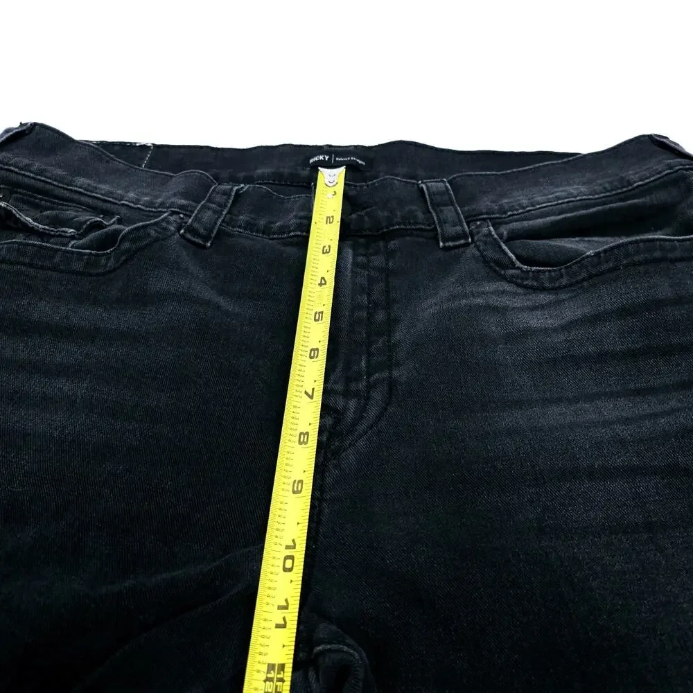 True Religion Ricky Relaxed Straight Jeans Mens 38 Black Flap Pocket 38X34